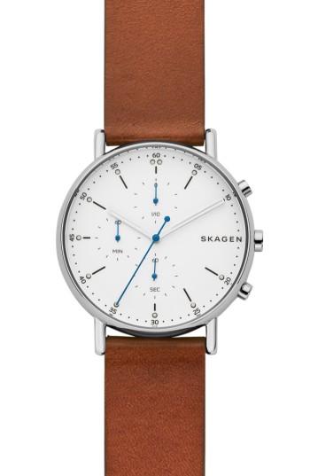 Men's Skagen Signature Leather Watch, 40mm