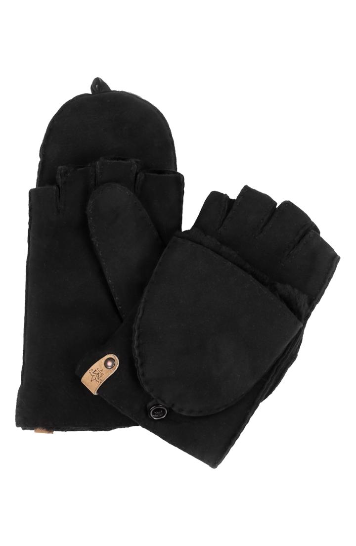 Women's Mackage Orea Pop Top Sheepskin Leather Mittens
