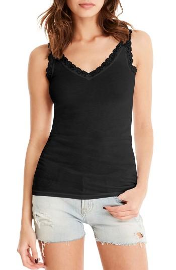 Women's Michael Stars Lace Trim Tank, Size - Black