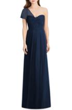 Women's Jenny Packham Pleat One Shoulder Gown - Blue