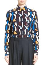 Women's Victoria Beckham Print Crepe De Chine Shirt Us / 6 Uk - Blue