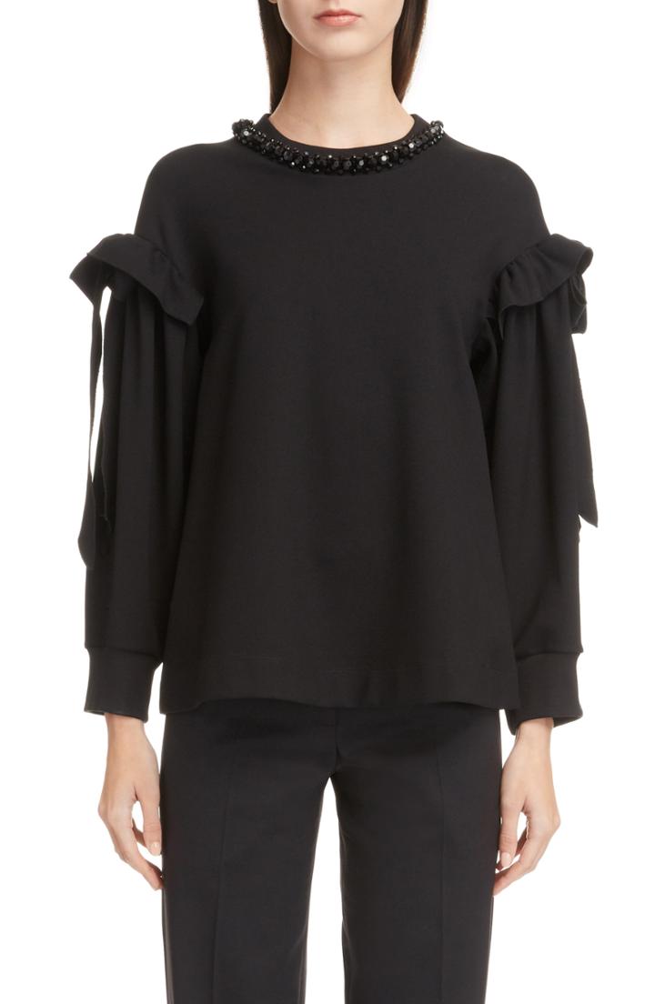 Women's Simone Rocha Bead & Ruffle Sweatshirt
