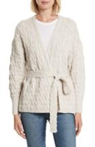 Women's Rebecca Taylor Belted Merino Wool Cardigan - Beige