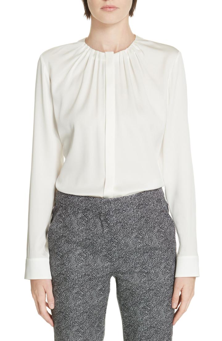 Women's Boss Banora Stretch Silk Blouse - White