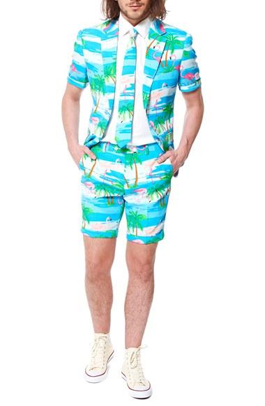 Men's Opposuits 'flaminguy - Summer' Trim Fit Two-piece Short Suit With Tie