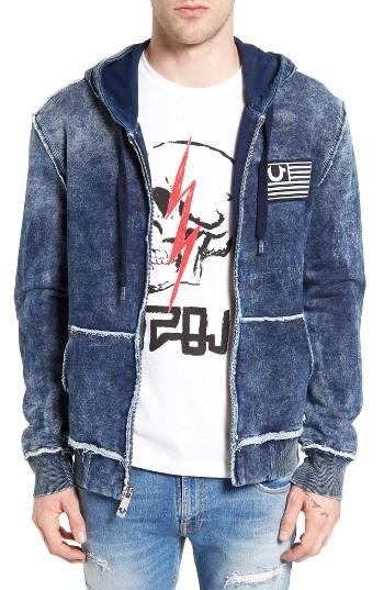 Men's True Religion Brand Jeans Decayed Raw Edge Zip Hoodie