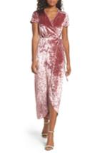 Women's Nsr Velvet Midi Wrap Dress - Pink