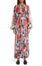 Women's Dolce & Gabbana Rose Print Silk Chiffon Jumpsuit Us / 42 It - Blue