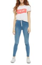 Women's Topshop Joni High Rise Zip Front Super Skinny Jeans X 30 - Blue/green