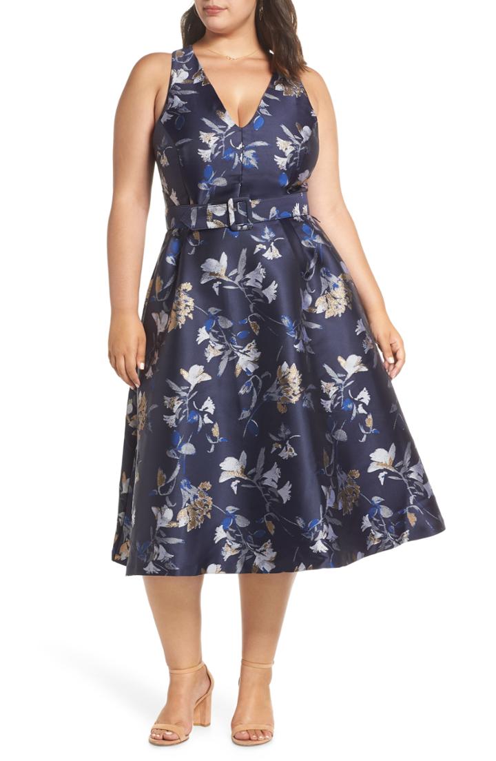 Women's 1901 Belted Halter Fit & Flare Dress (similar To 18w) - Blue