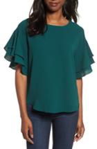 Women's Pleione Double Ruffle Sleeve Blouse - Blue/green