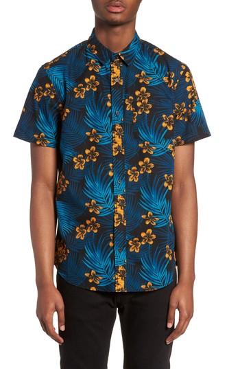 Men's The Rail Short Sleeve Print Poplin Shirt - Black