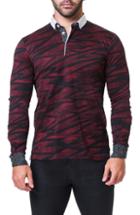 Men's Maceoo Newton Scribble Long Sleeve Polo - Black