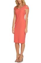 Women's Cece Cold Shoulder Crisscross A-line Dress - Coral