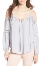 Women's Astr The Label Split Neck Cold Shoulder Blouse - Blue