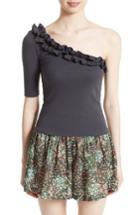 Women's La Vie Rebecca Taylor Rib Jersey One-shoulder Top - Black