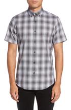 Men's Calibrate Non-iron Moire Plaid Woven Shirt, Size - Black