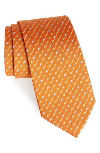 Men's Salvatore Ferragamo Mouse Print Silk Tie, Size - Orange