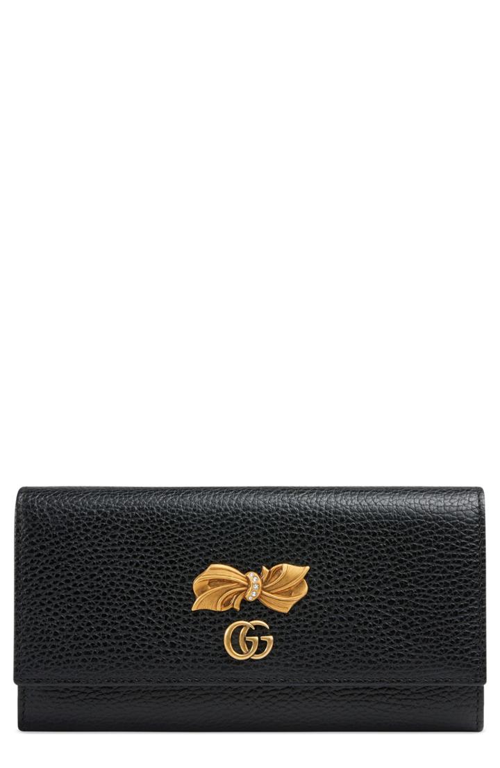 Women's Gucci Fiocchino Bow Leather Continental Wallet -