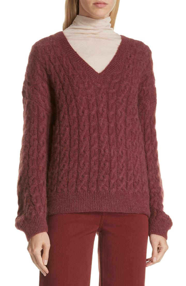 Women's Vince Lettuce Edge Mock Neck Merino Wool Sweater