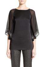 Women's St. John Collection Embellished Luxe Satin Crepe & Chiffon Top