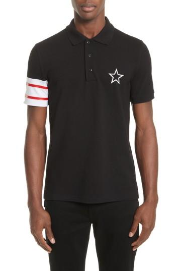 Men's Givenchy Cuban Fit Stripe Sleeve Polo - Black