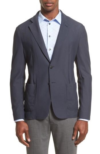 Men's Armani Collezioni Mesh Knit Jacket R Eu - Grey