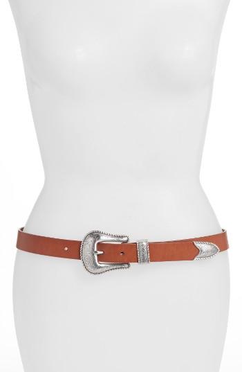 Women's Another Line Skinny Western Belt - Cognac