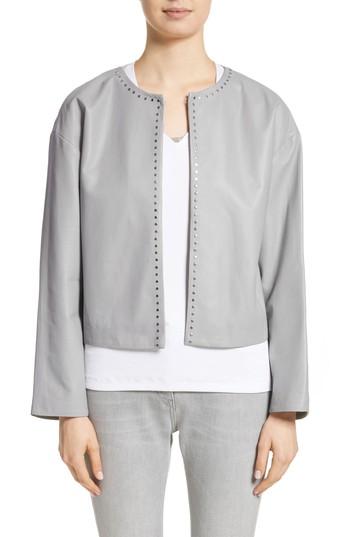 Women's Fabiana Filippi Studded Nappa Leather Jacket Us / 38 It - Grey