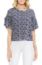 Women's Vince Camuto Print Ruffle Blouse, Size - Blue