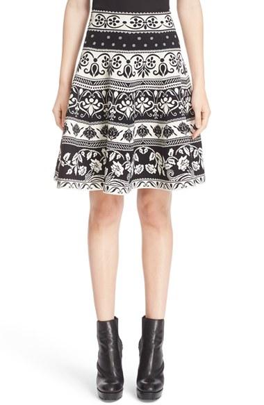 Women's Alexander Mcqueen Floral Jacquard Knit Skirt