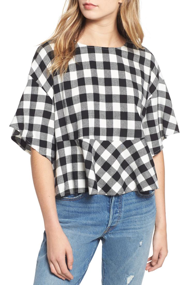 Women's Bp. Plaid Peplum Top - Ivory