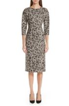 Women's Max Mara Dramma Leopard Jacquard Wool Dress - Grey
