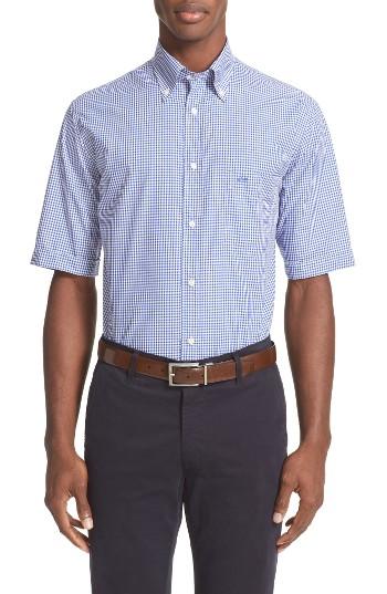 Men's Paul & Shark Gingham Sport Shirt - Blue