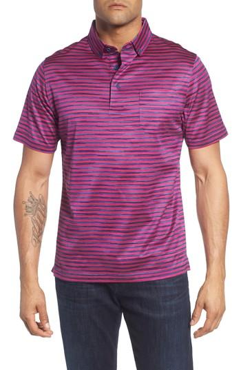 Men's Bugatchi Stripe Knit Polo - Purple