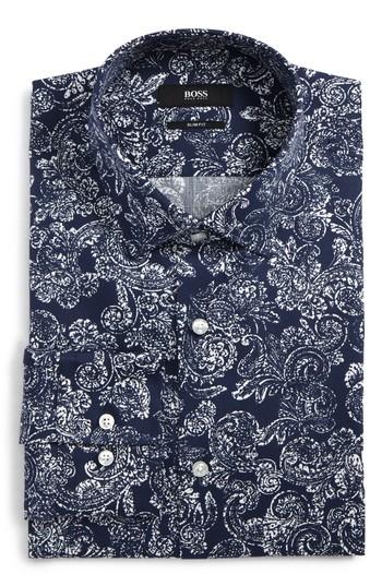 Men's Boss Slim Fit Paisley Dress Shirt .5 - Blue