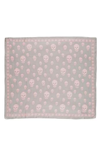 Women's Alexander Mcqueen 'skull' Chiffon Scarf, Size - Grey
