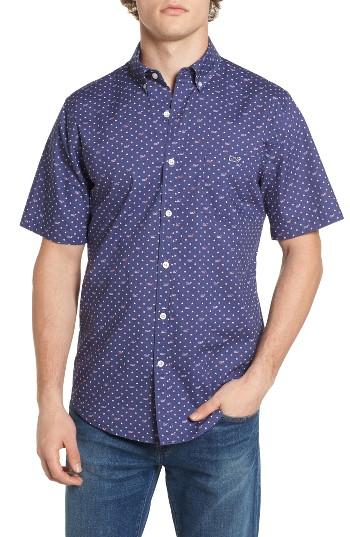 Men's Vineyard Vines Regular Fit Tucker Flag Whale & Stars Print Sport Shirt