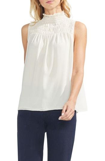 Women's Vince Camuto Sleeveless Smocked Mock Neck Blouse - White
