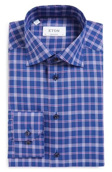 Men's Eton Contemporary Fit Plaid Dress Shirt .5 - Purple