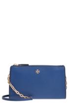 Women's Tory Burch Marsden Leather Wallet Crossbody Bag - Blue