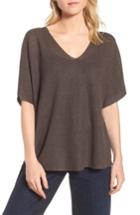 Women's Eileen Fisher V-neck Organic Linen Top, Size - Grey