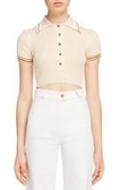 Women's Acne Studios Shanita Lingerie Crop Polo Sweater - Beige