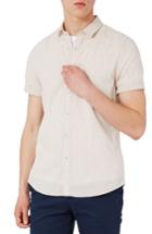 Men's Topman Slub Shirt, Size - Beige