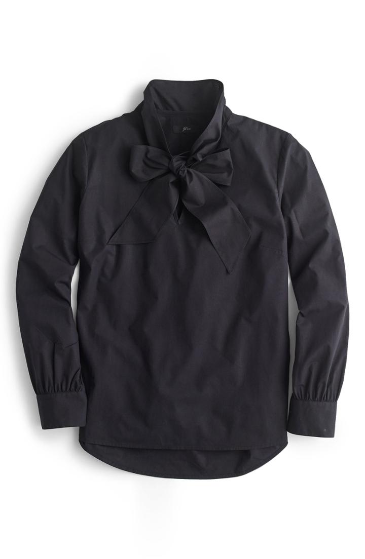 Women's J.crew Tie-neck Cotton Top