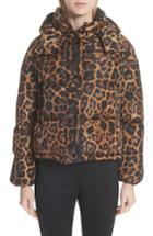 Women's Moncler Caille Leopard Print Down Puffer Jacket - Brown