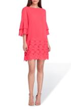 Women's Tahari Embroidered Ruffle Sleeve Shift Dress - Pink