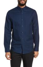 Men's Calibrate Slim Fit Mini Collar Melange Sport Shirt - Blue