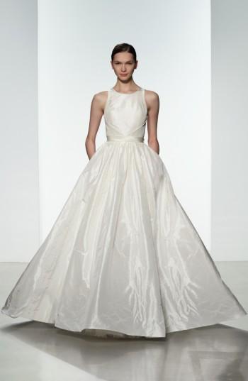 Women's Nouvelle Amsale 'troy' Open Back Silk Taffeta Ballgown, Size - Ivory