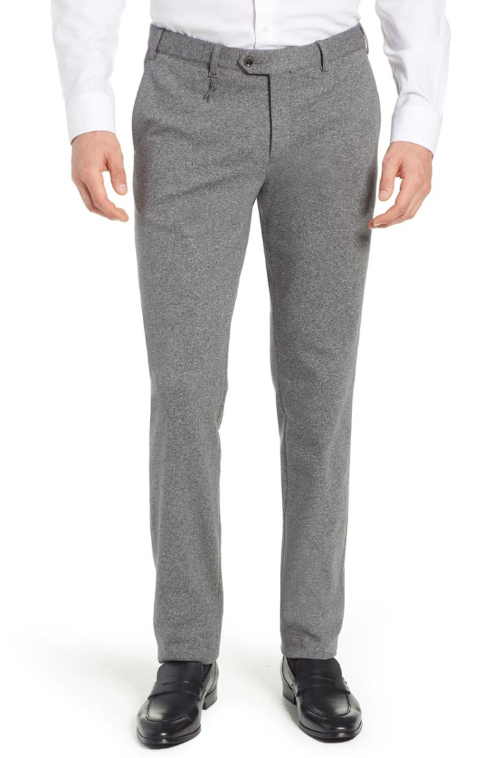 Men's Hiltl Tero Trim Fit Flat Front Solid Cotton Trousers Eu - Grey